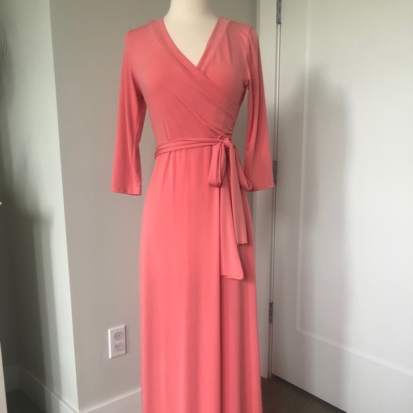 Long peach/pink wrap dress - Picture 1 of 1